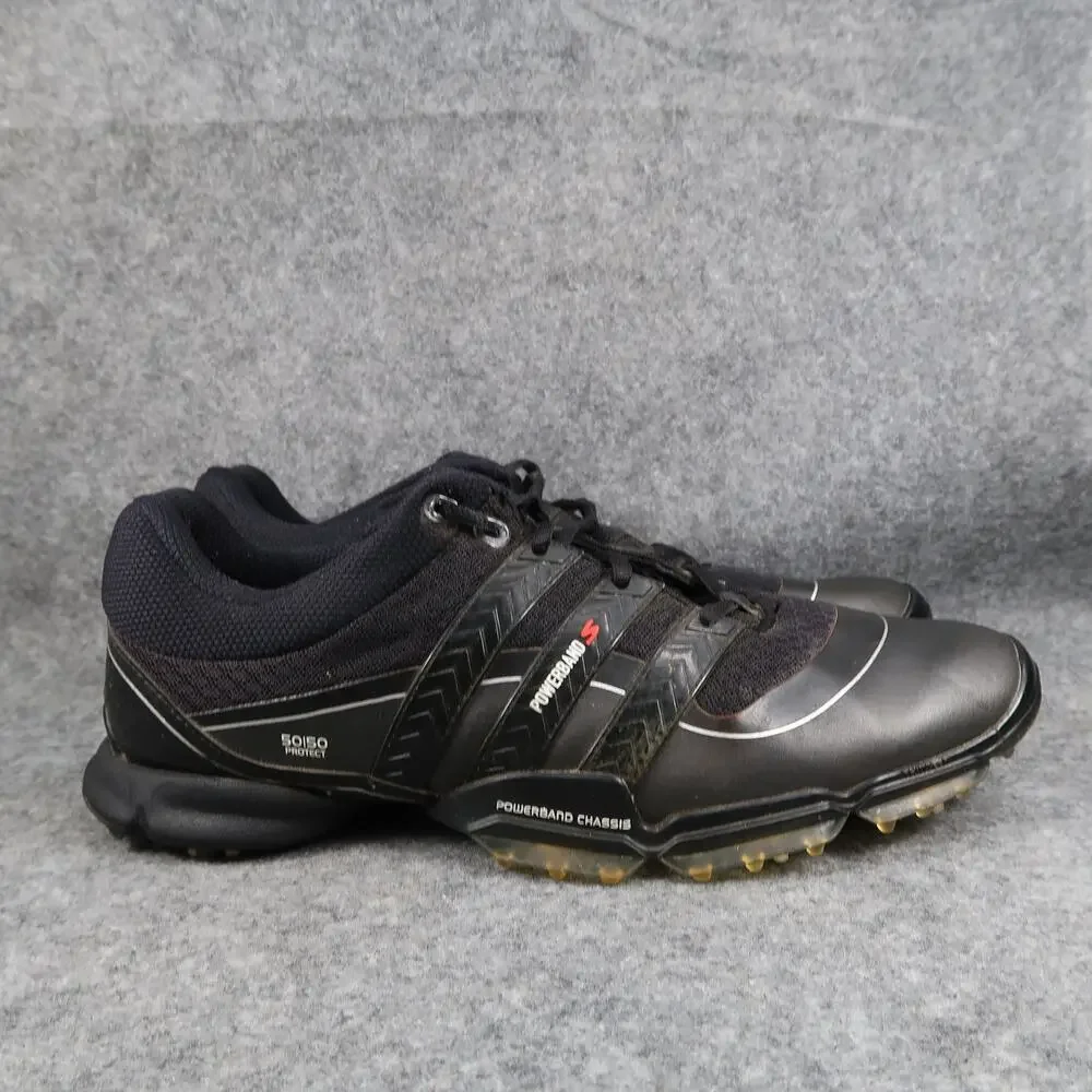 Adidas Shoes Mens 9 Golf Powerband Soft Spike Black Lace UP Athletic Fit Foam